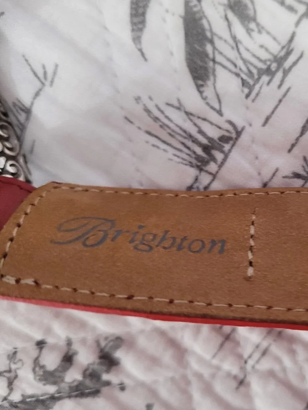Brighton Red Leather Belt with Silver Size 34 x 1